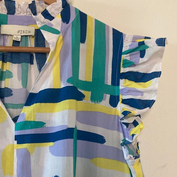 PINCH Stella Tiered Ruffle Midi Dress Multicolor Abstract Print Size L - Picture 8 of 16